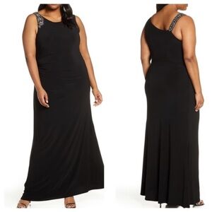 Vince Camuto Plus Size Embellished Gown Black 20W